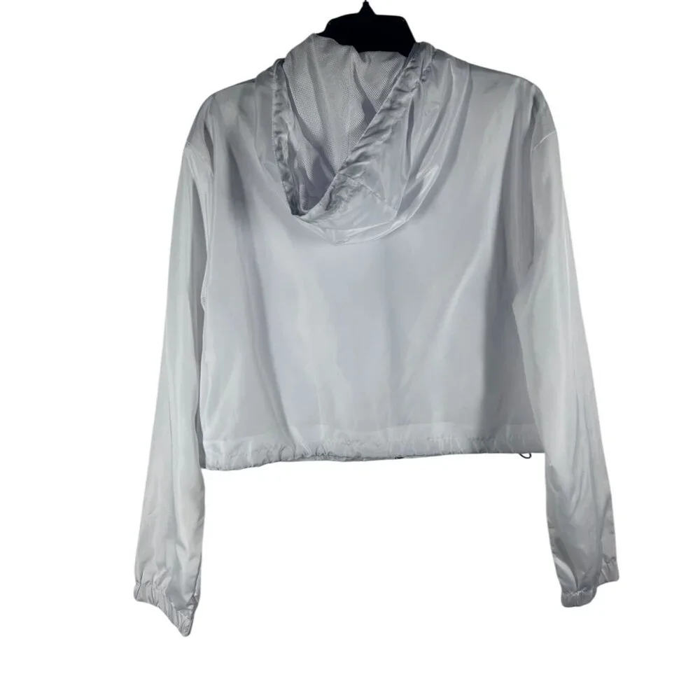 New Look White Hooded‎ Windbreaker Jacket Girls Size Large Preowned